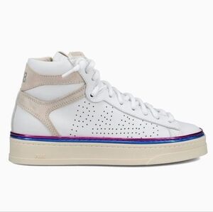P448 Taylor Hi Top Platform Sneaker White Leather Size 7 Luxe Street Style Y2K